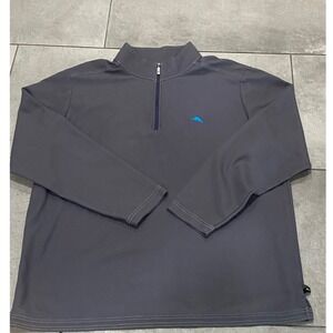 Tommy Bahama Mens Gray 1/4 Zip Pullover Shirt Long Sleeve Island Sport XL